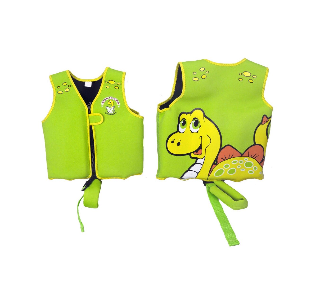 Swim Central 12.5&#x22; Green Intermediate Smiling Dinosaur Swim Vest  for Children Ages 1-3