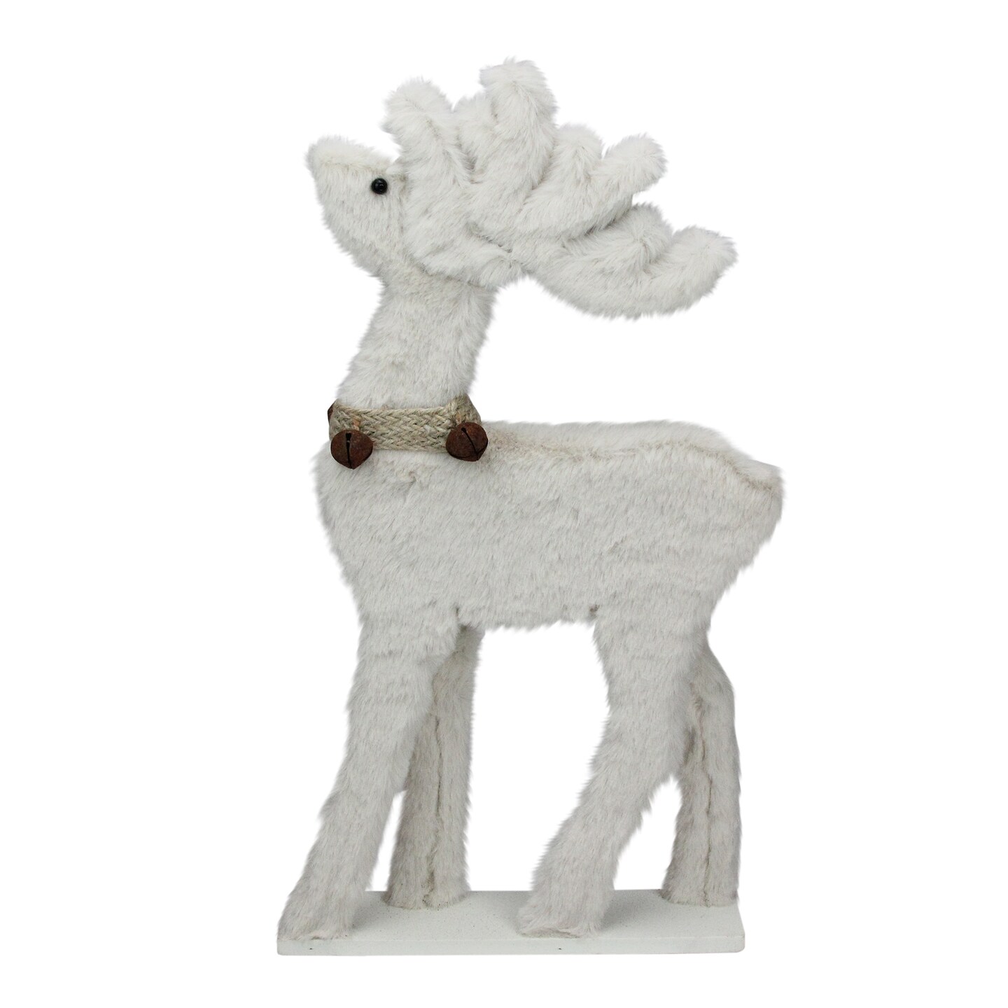 Allstate 17.5&#x22; Beige Plush Standing Reindeer Christmas Figurine with Jingle Bells