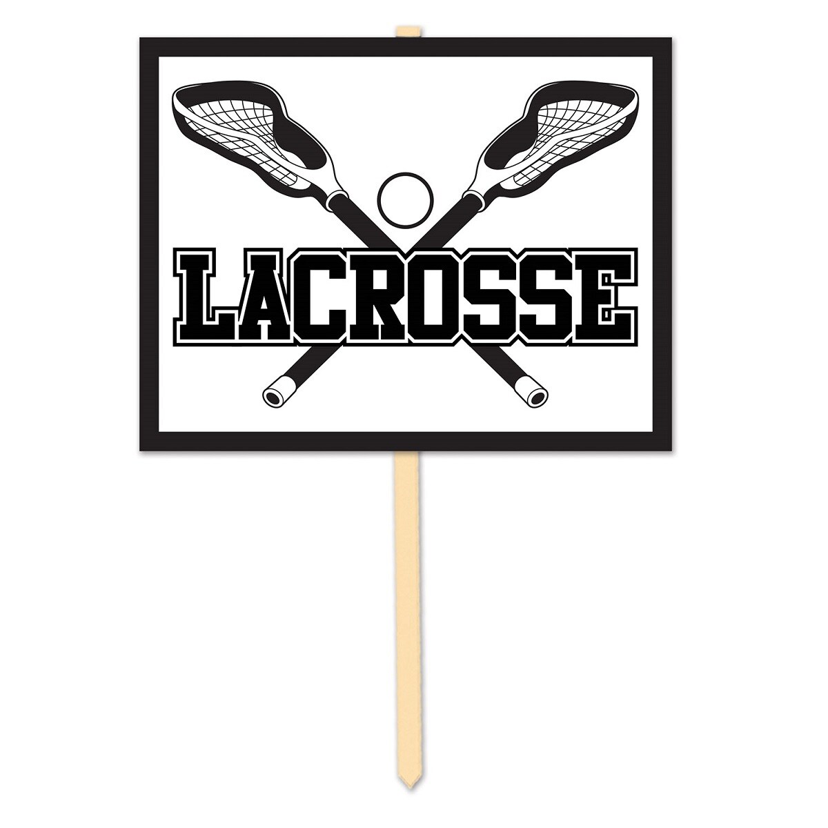 Beistle Set of 6 Black and White Lacrosse Yard Sign Sports Party Decorations - 11&#x22;