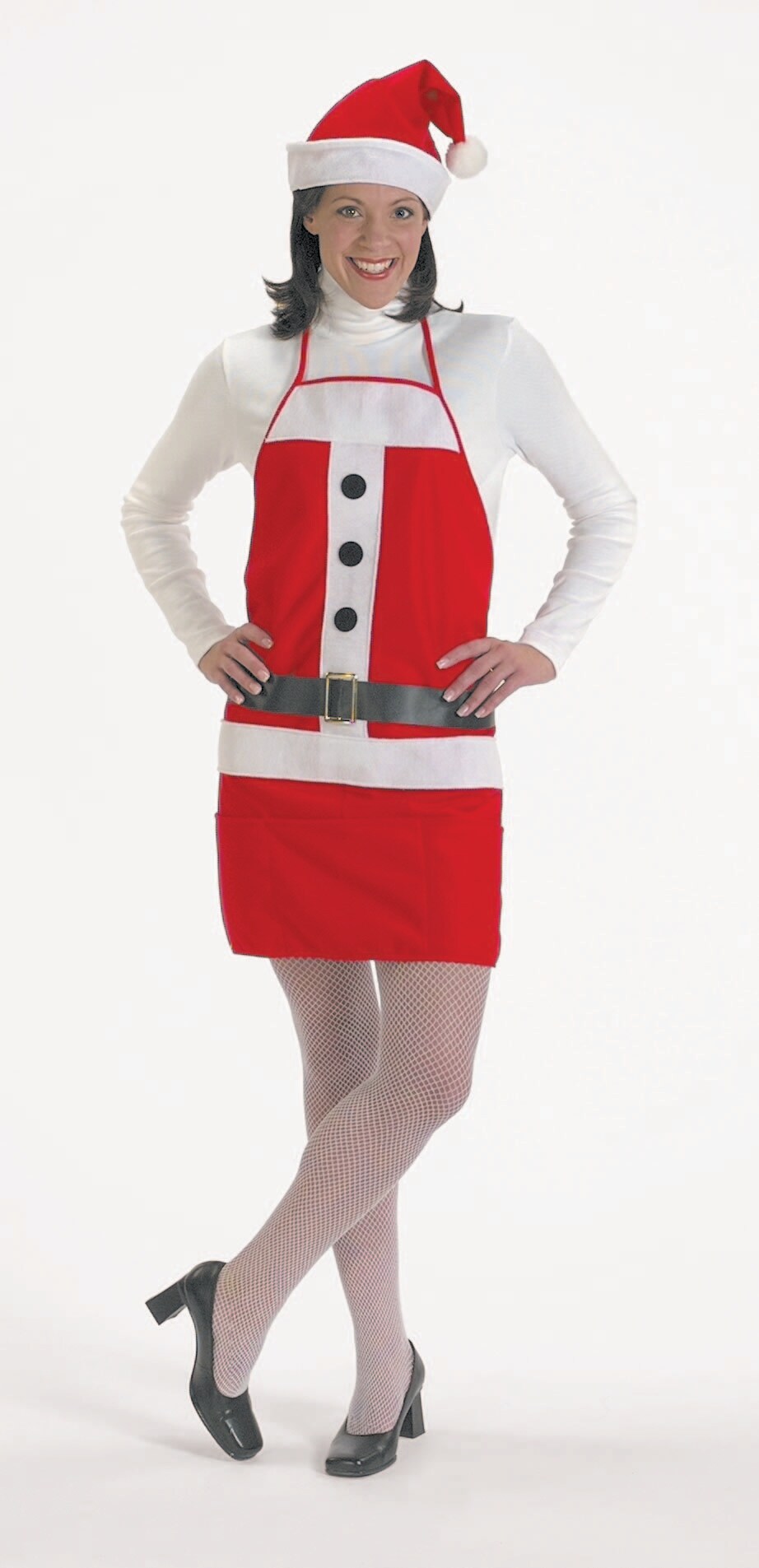 The Costume Center Red and White Christmas Apron with Matching Hat - Adult One Size Fits Most