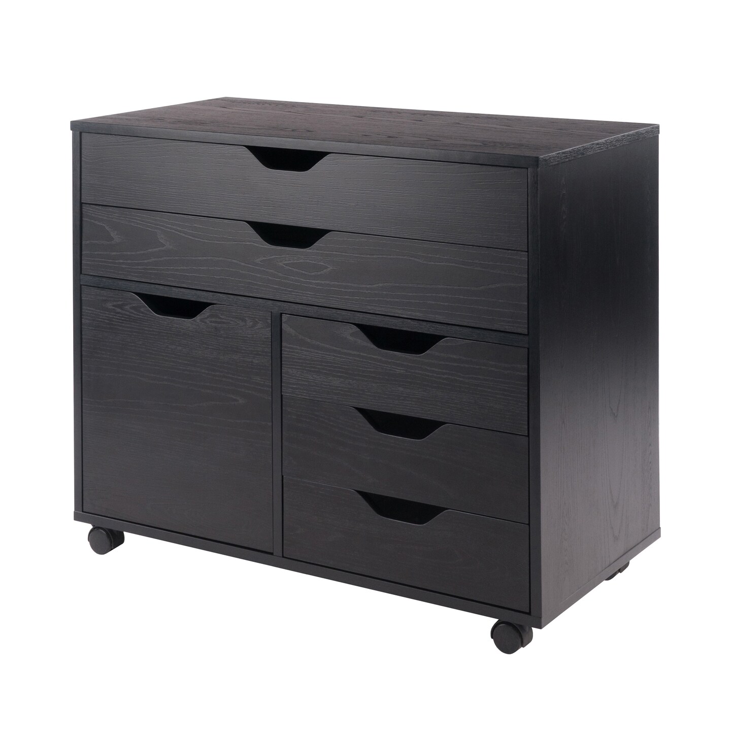 Contemporary Home Living 30.75&#x22; Black 3 Section Mobile Filing Cabinet