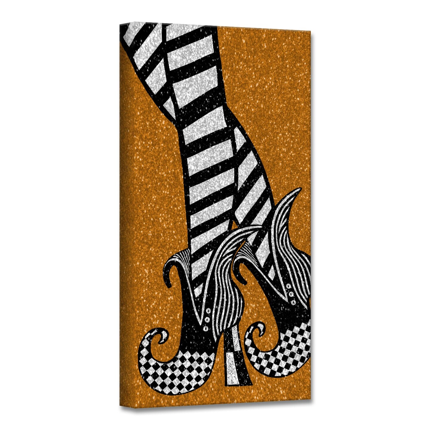 Crafted Creations Black Chic and Bewitched II Canvas Halloween Wall Art Decor 16&#x22; x 8&#x22;