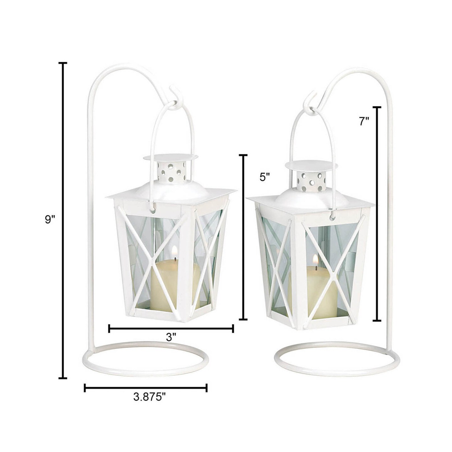 Accent Plus Home Decorative Mini Railroad-Style Candle Lantern Pair