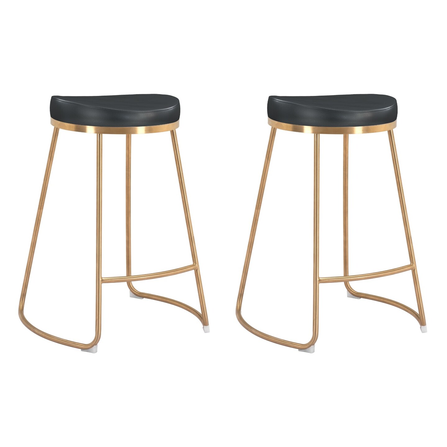 Modern Home Set of 2 Black and Gold Upholstered Stackable Counter