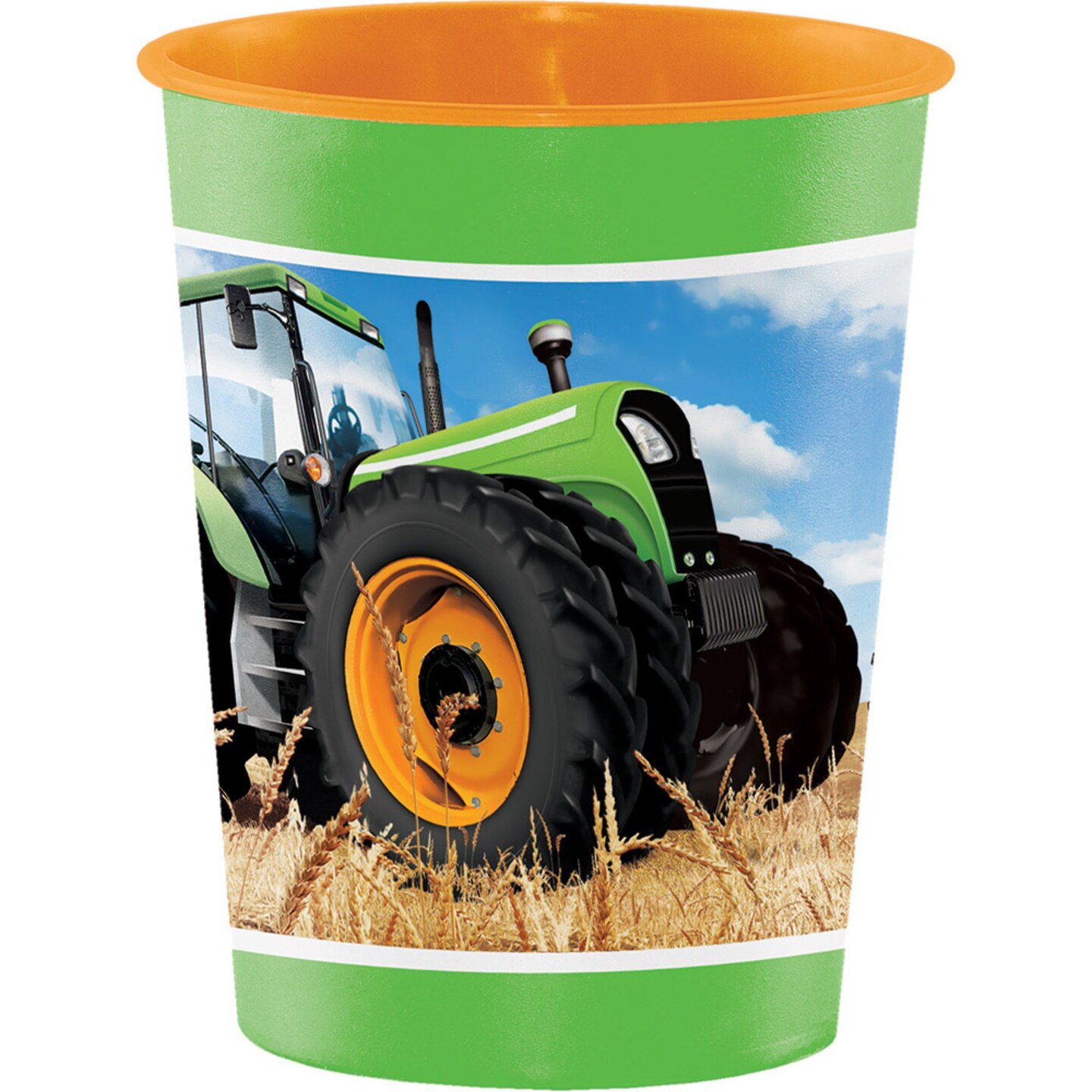 Party Central Club Pack of 12 Green Tractor Drinking Party Tumbler Cups Cups 16 oz.