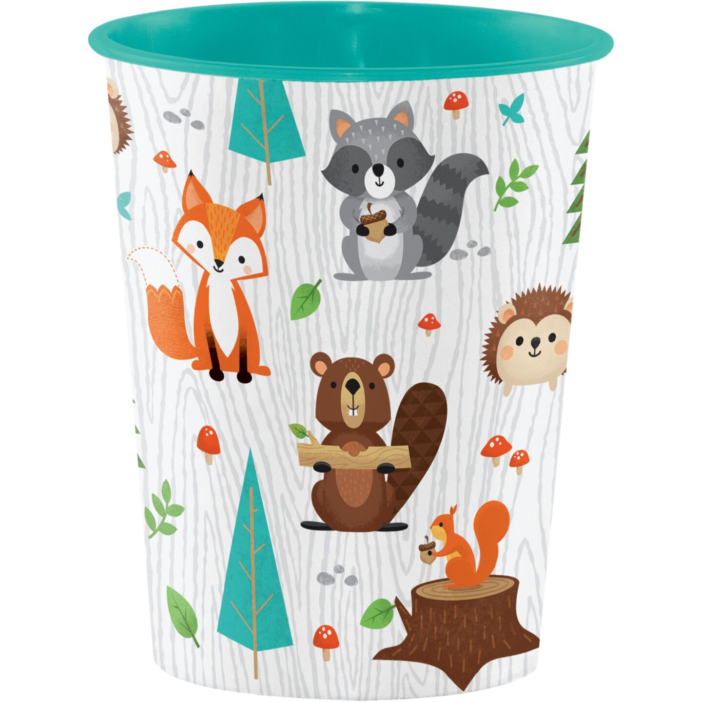 Party Central Pack of 12 White Wild One Woodland Disposable Plastic Drinking Party Tumbler Cups 16 oz.
