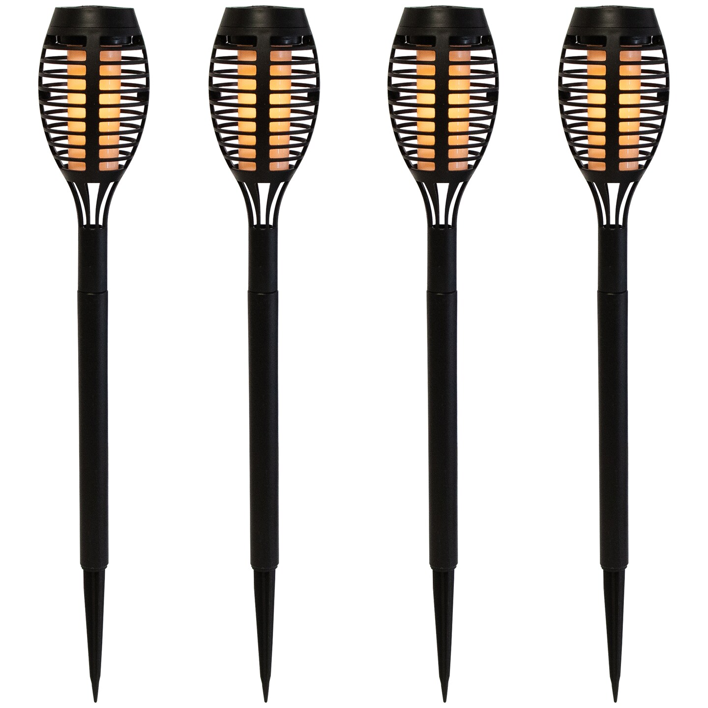 Northlight Set of 4 Black Solar Powered LED Pathway Markers, 19.75&#x22;