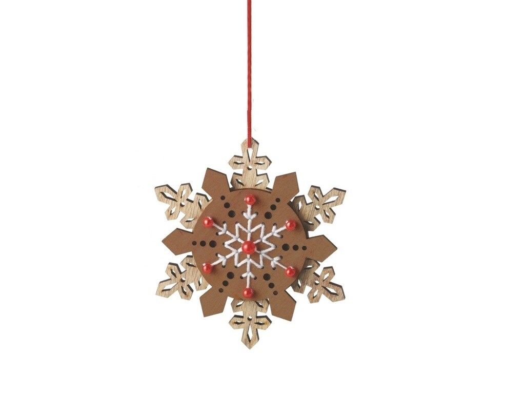 Midwest 5&#x22; Brown and White Country Rustic Style Snowflake Christmas Ornament