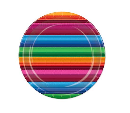 Party Central Club Pack of 96 Red and Blue Disposable Striped Plastic Party Banquet Dinner Plates 9"