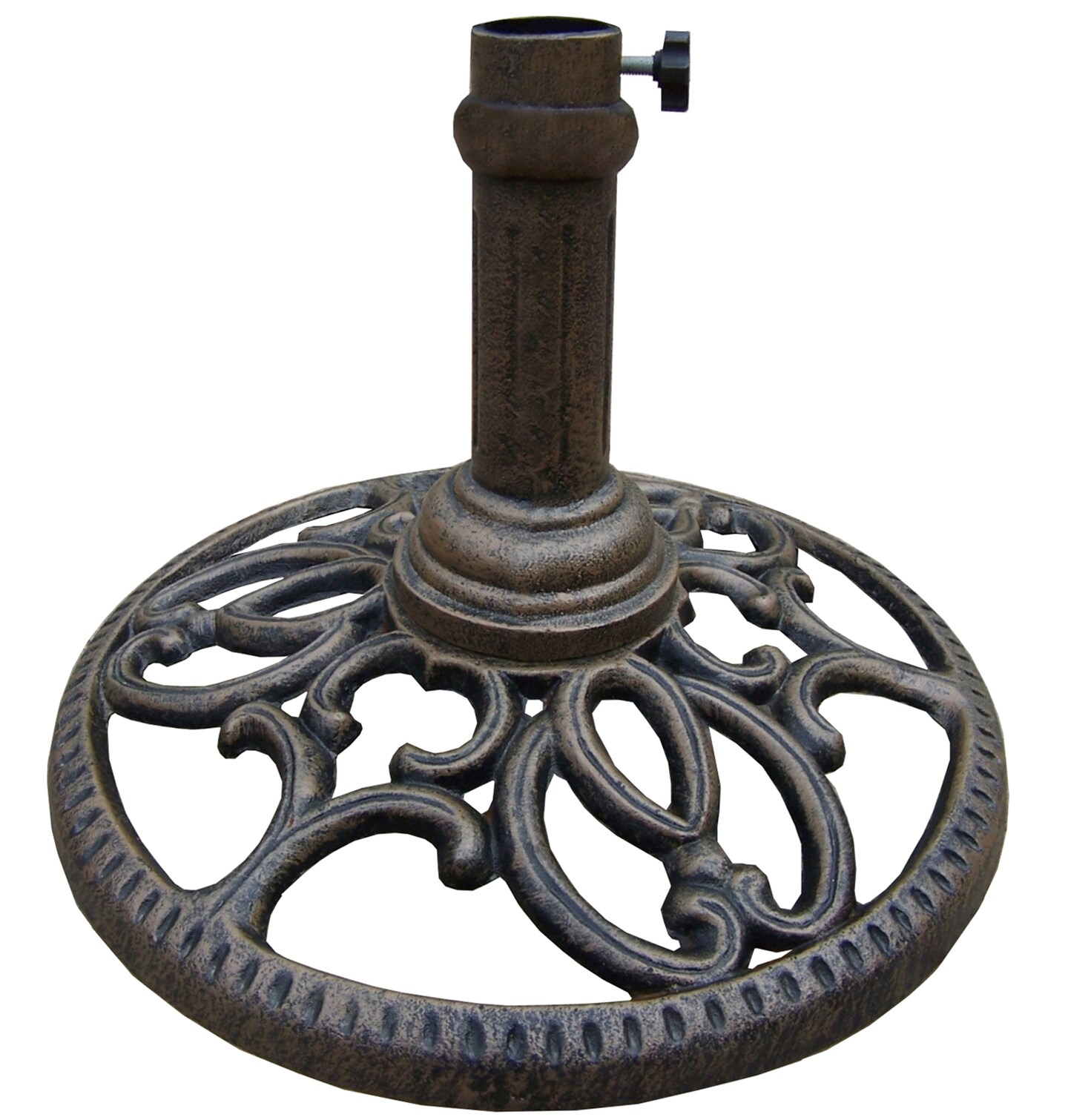 Outdoor Living and Style Round Filigree Weathered Outdoor Patio Umbrella Stand - 18&#x22;