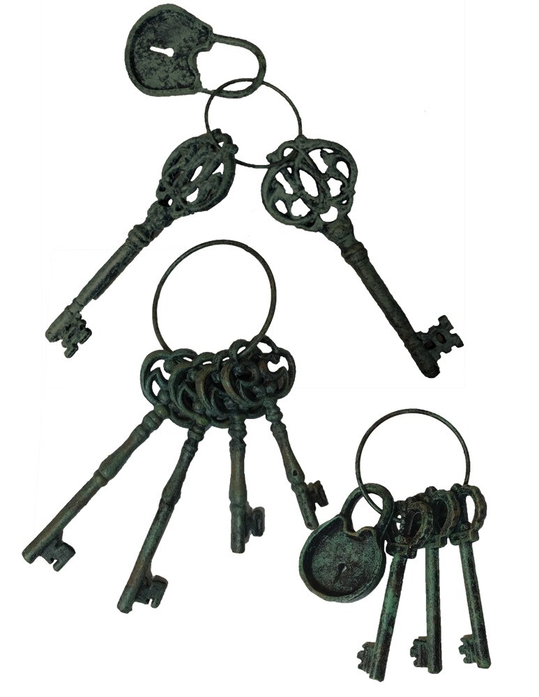 The Costume Center 10" Gray Lock and Keys Cast Iron Unisex Adult Halloween Rings Costume Accessory