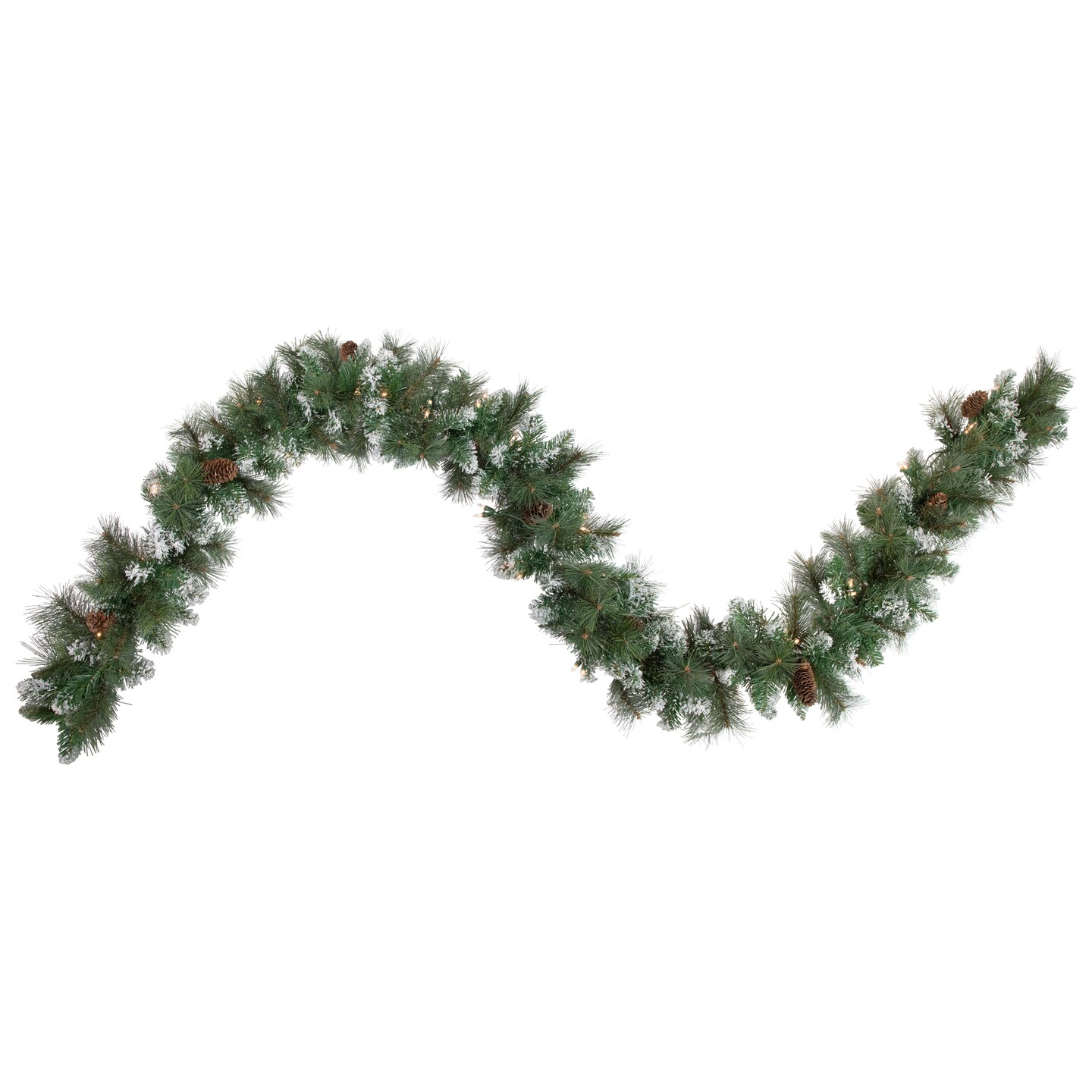 Northlight Real Touch™️ Pre-lit Snow Valley Pine Artificial Christmas Garland - 9' x 10" - Clear Lights