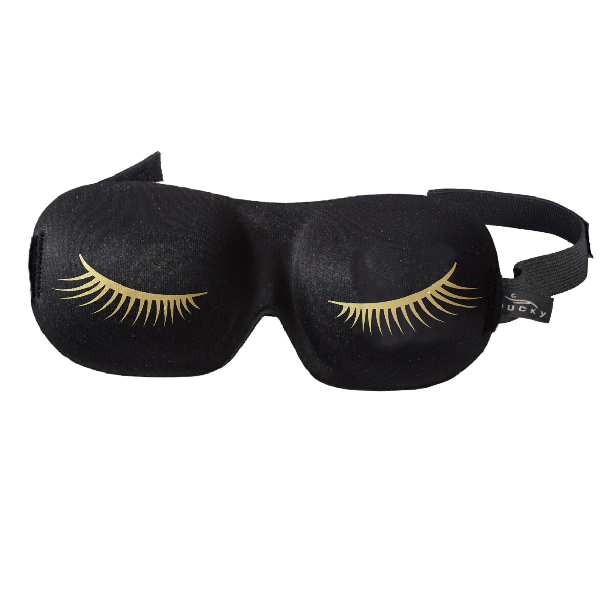 Contemporary Home Living 7.75&#x22; Gold Eyelashes Black Unisex Adjustable Sleep Mask