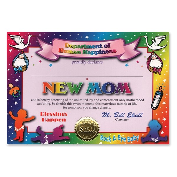 Beistle Pack of 6 &#x27;&#x27;New Mom&#x27;&#x27; Certificates 5&#x22; x 7&#x22;