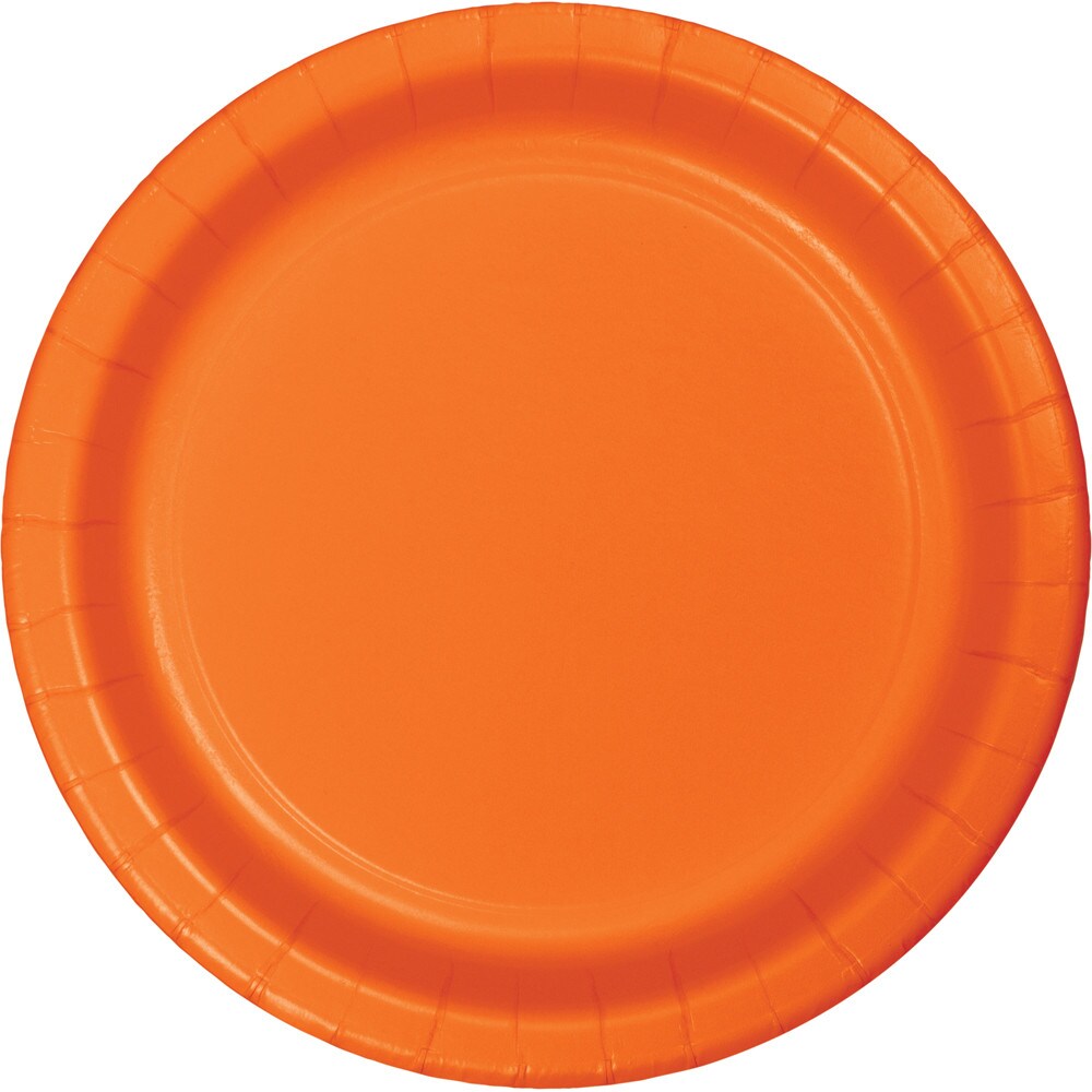Party Central Disposable Round Dinner Party Paper Plates - 9" - Sunkissed Orange - Club Pack of 96