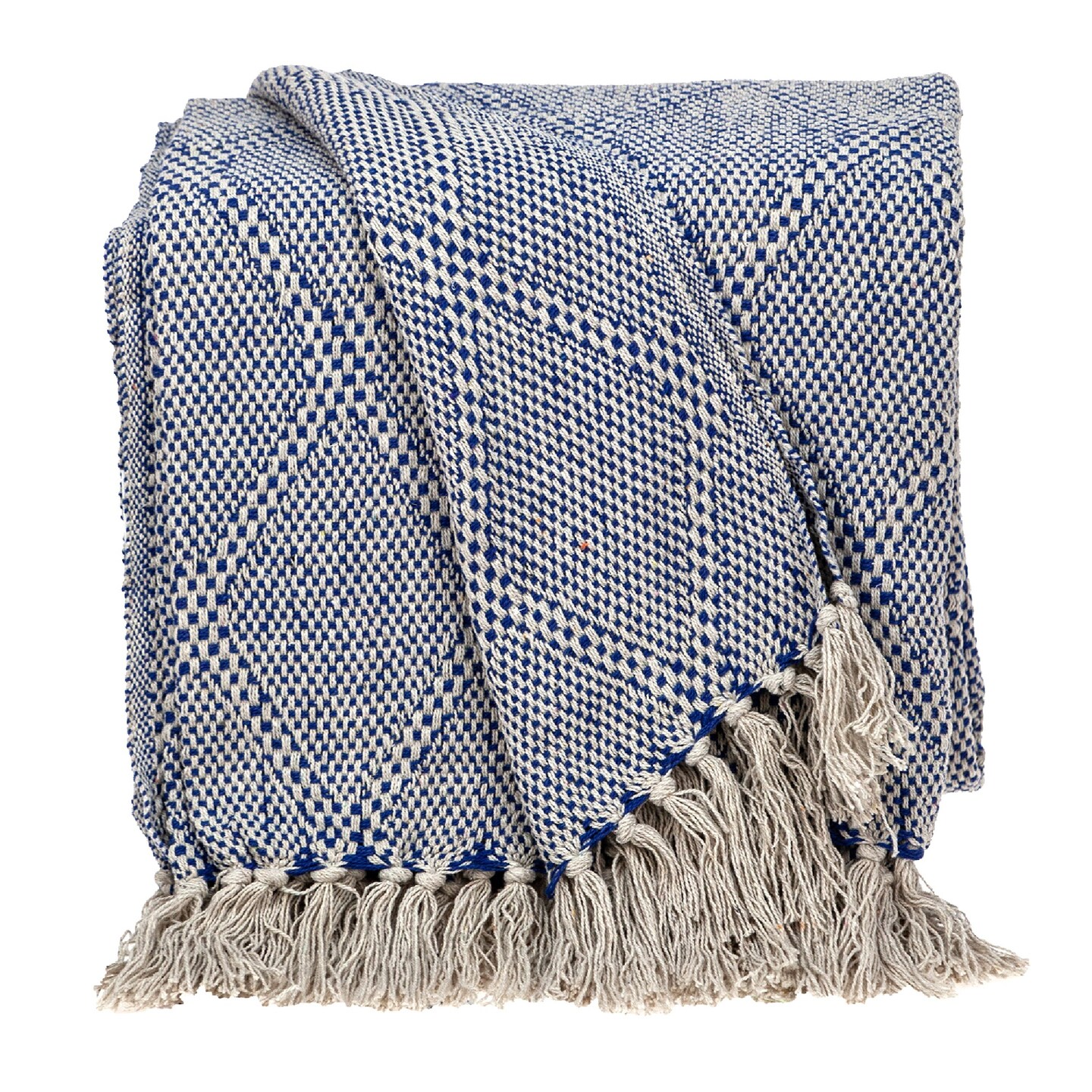 Nassau Collection Blue and Beige Transitional Woven Handloom Throw Blanket 52” x 67”