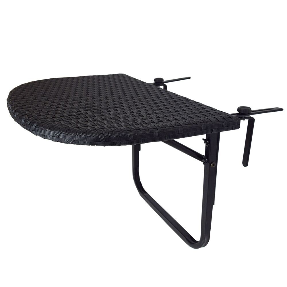 Outdoor Living and Style Foldable Wicker Outdoor Furniture Patio Side Table - 24&#x22; - Jet Black
