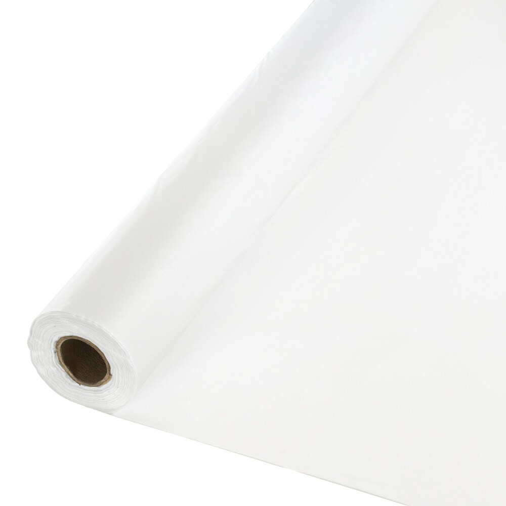 Party Central Disposable Banquet Party Table Cloth Roll - 100' - White - Pack of 6