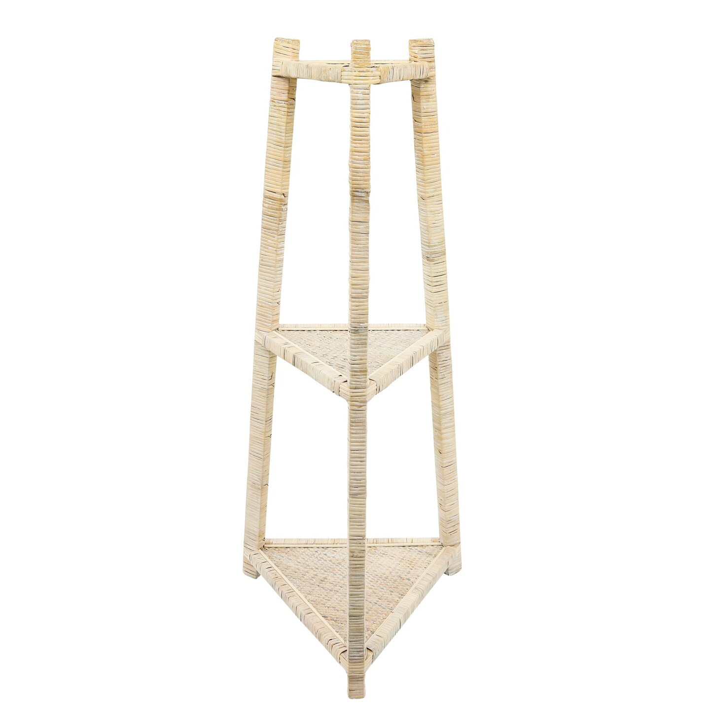 Kingston Living 37&#x22; White Corner 3-Tier Triangle Shelf