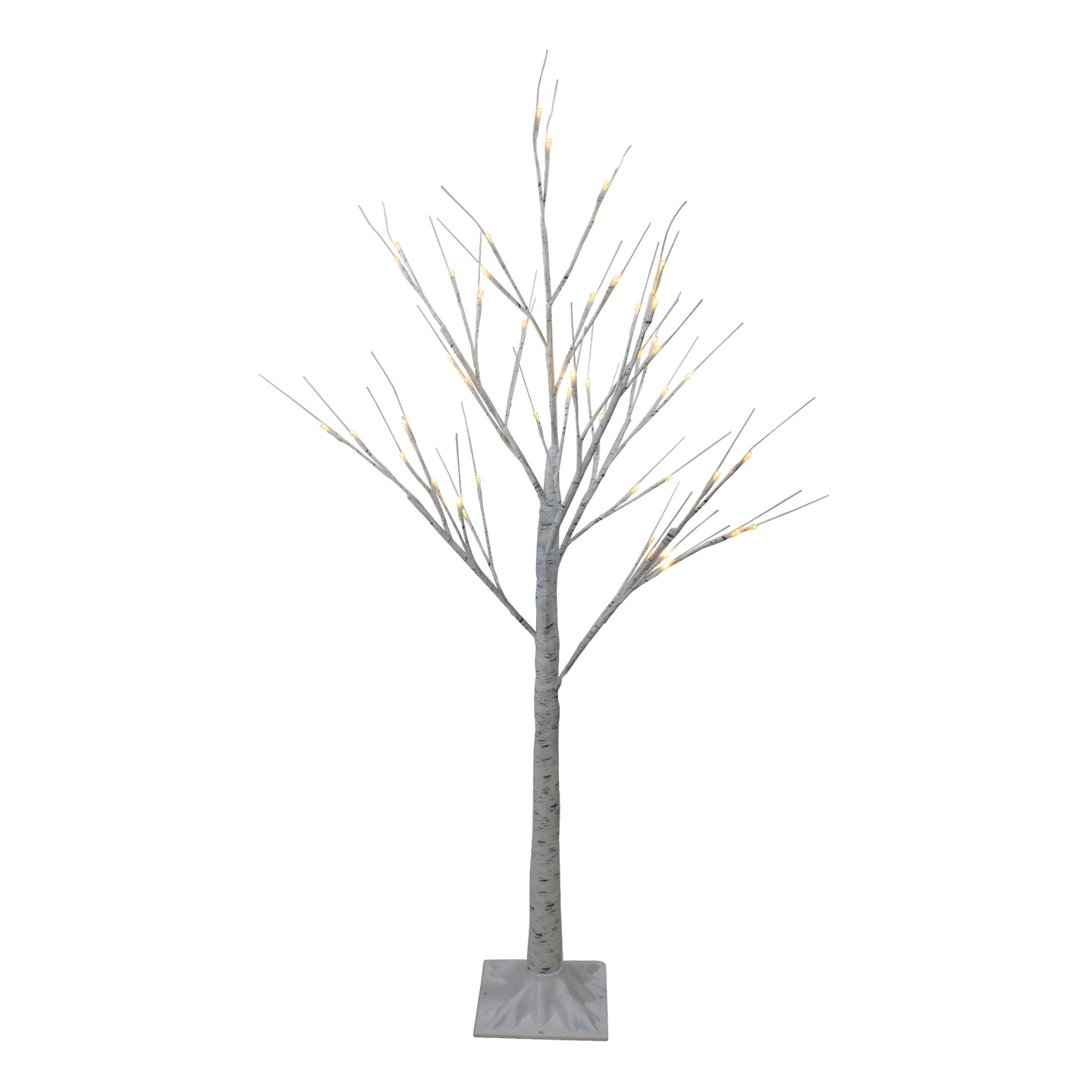 Northlight 4&#x27; LED Lighted White Birch Tree Outdoor Decoration - White Lights