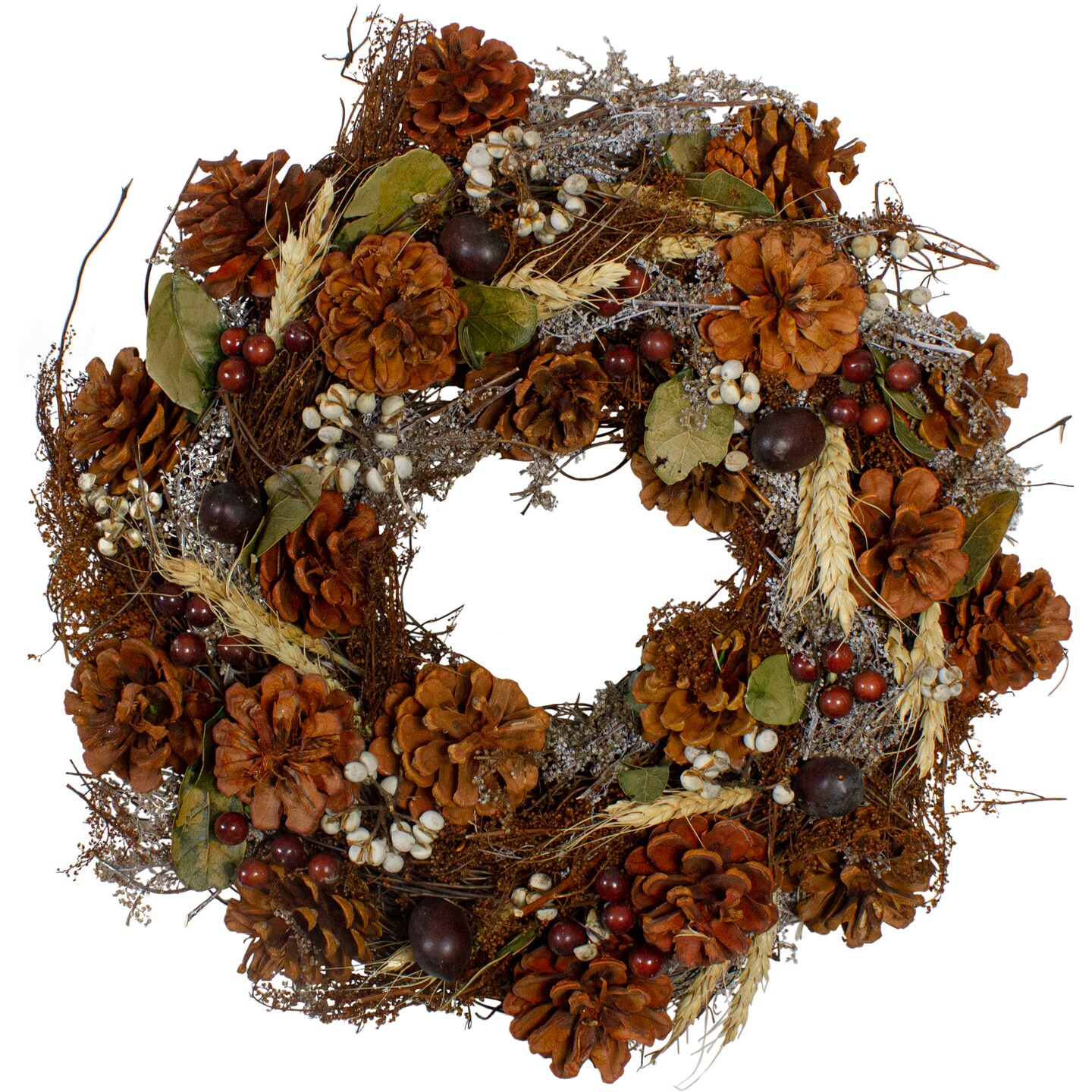 Northlight 14&#x22; Pine Cones Berries and Botanicals Artificial Christmas Wreath - Unlit
