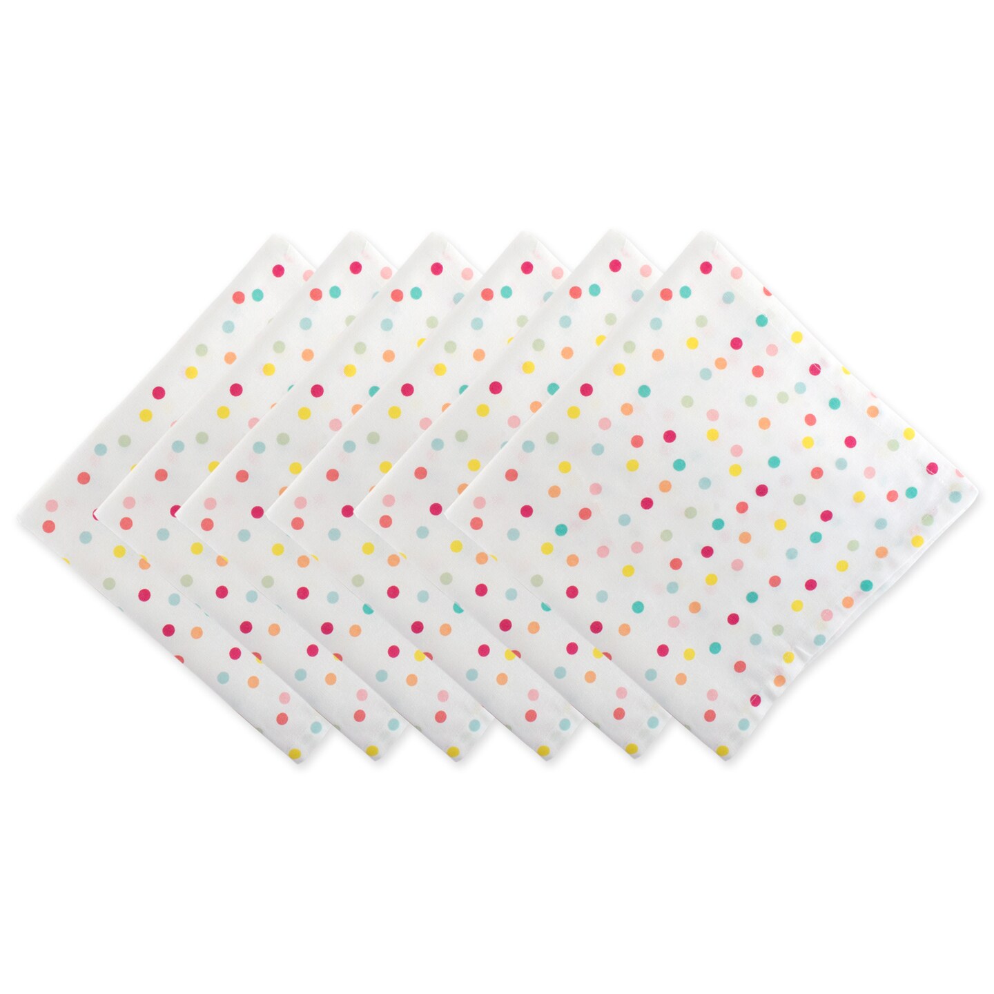 Contemporary Home Living Set of 6 Red and White Polka Dots Printed Square Napkins 20"