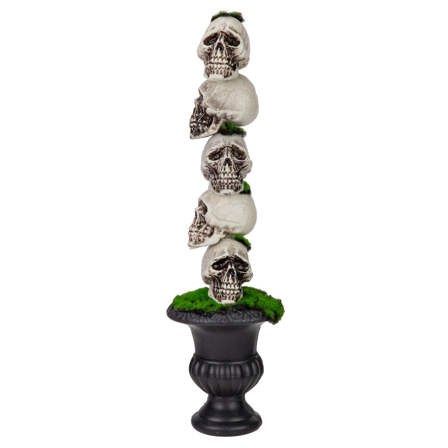 Northlight 16&#x22; Skull Tower Topiary in Urn Halloween Decoration