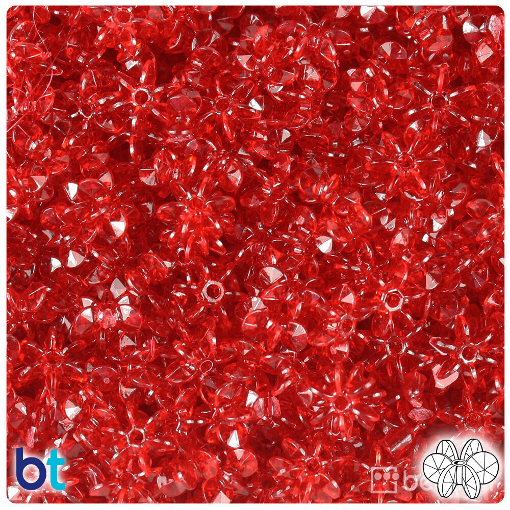 BeadTin Dark Ruby Transparent 10mm SunBurst Plastic Craft Beads (450pcs ...