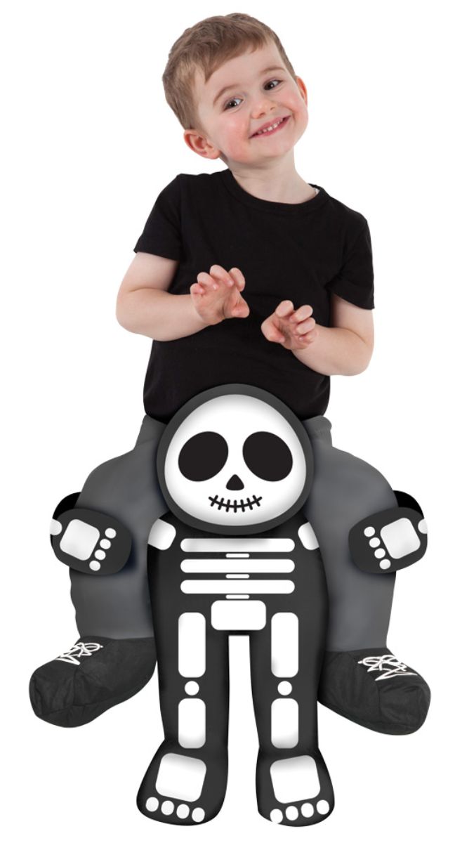 The Costume Center White and Black Skeleton Piggyback Unisex Toddler Halloween Costume - One Size
