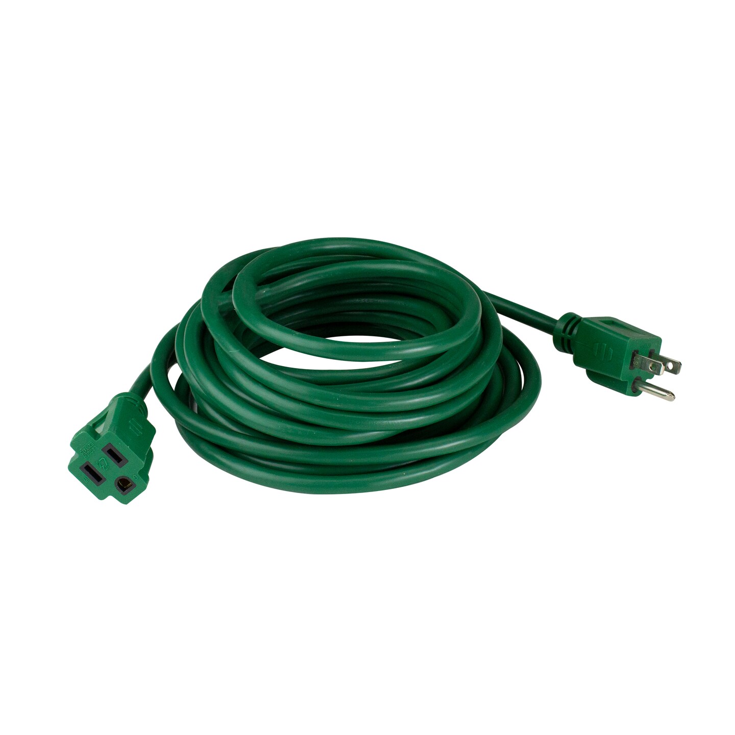 Northlight Three-Prong Outdoor Extension Power Cord with Single Outlet End Connector - 20' - Green