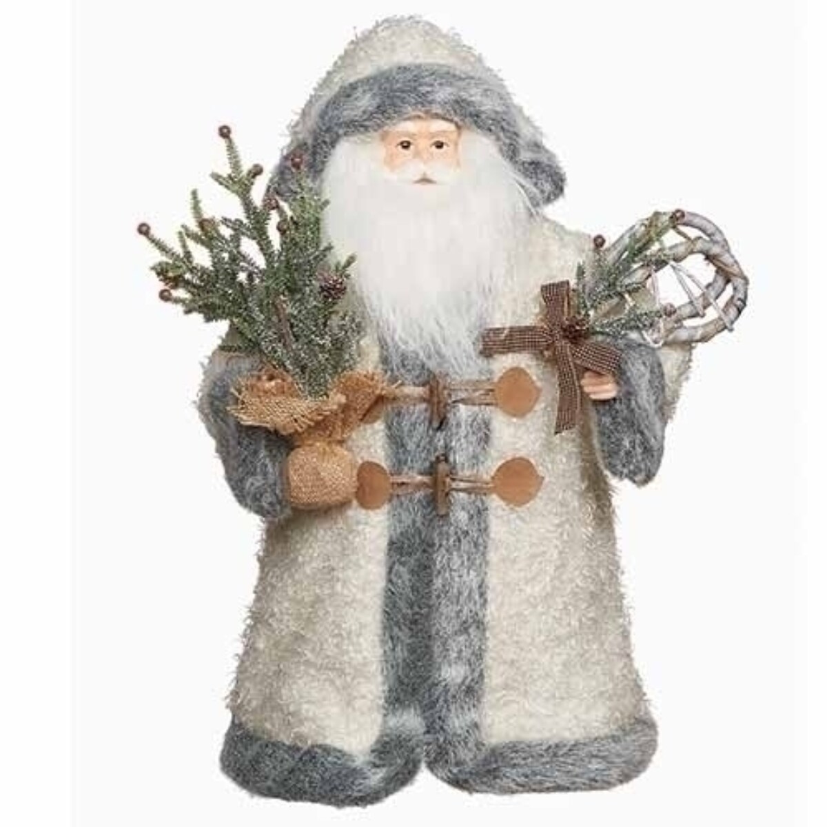 Roman 19&#x22; White and Gray Santa Christmas Tree Topper, Unlit