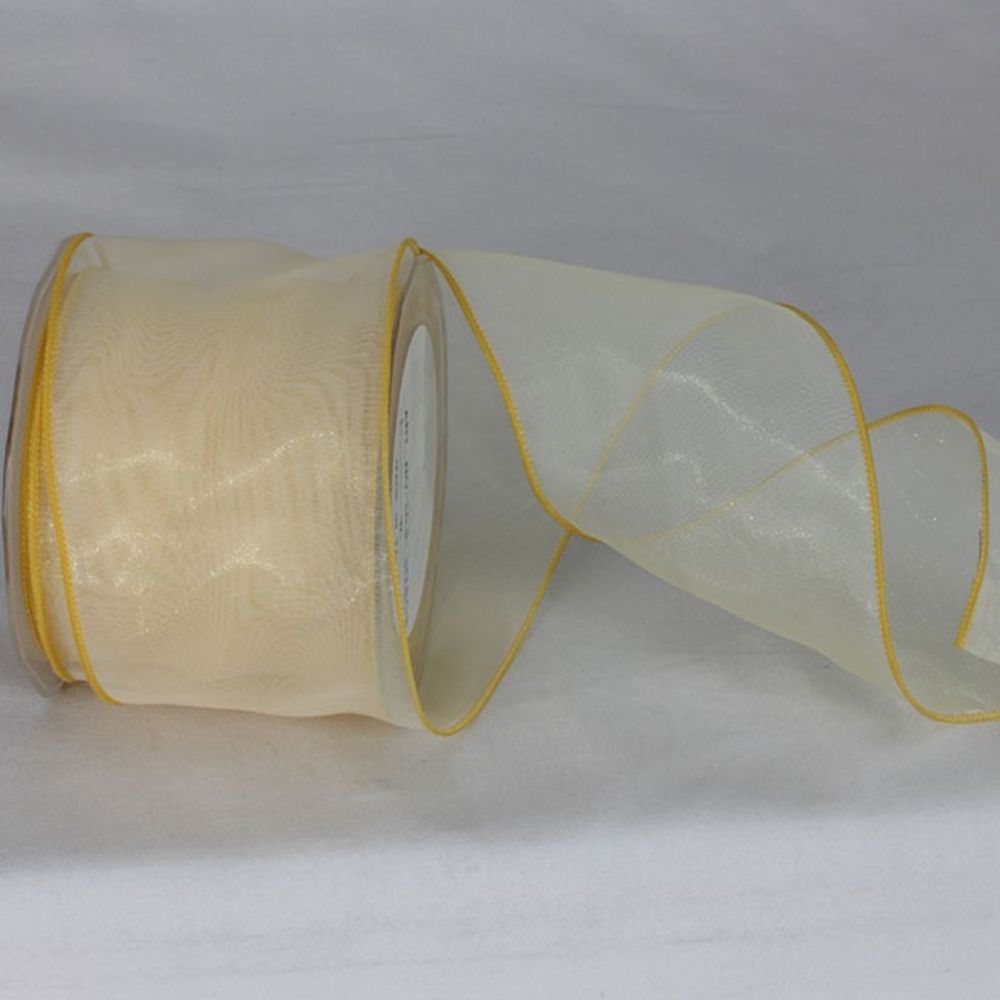 The Ribbon People Yellow Wired Edge Craft Organza Ribbon 3&#x22; x 27 Yards
