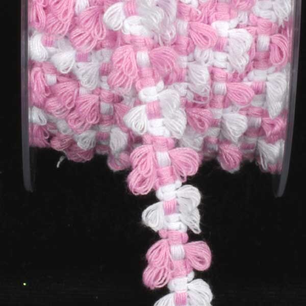 The Ribbon People Pink Rose and White Rococo Craft Trim .625" x 88 Yards