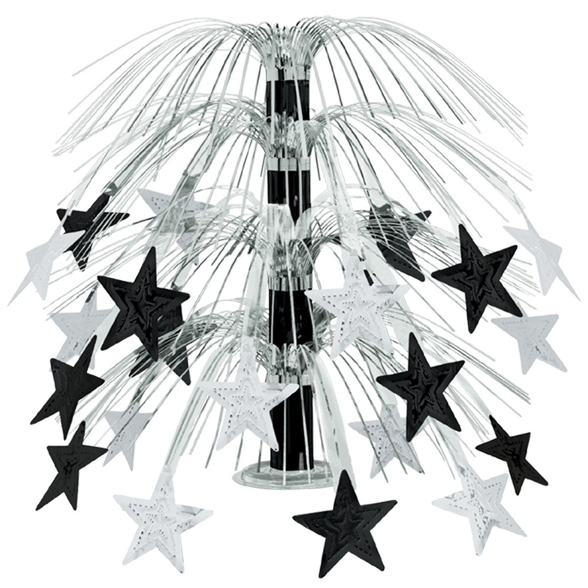 Party Central Club Pack of 6 Black and Silver Cascade Star Cut-Out Table Centerpiece Decors 18&#x22;