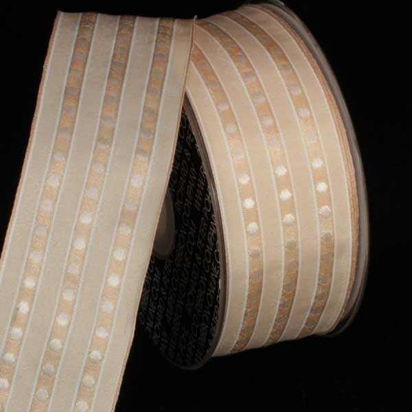 The Ribbon People Ivory and Beige Stipe Wired Craft Ribbon 1.5&#x22; x 27 Yards