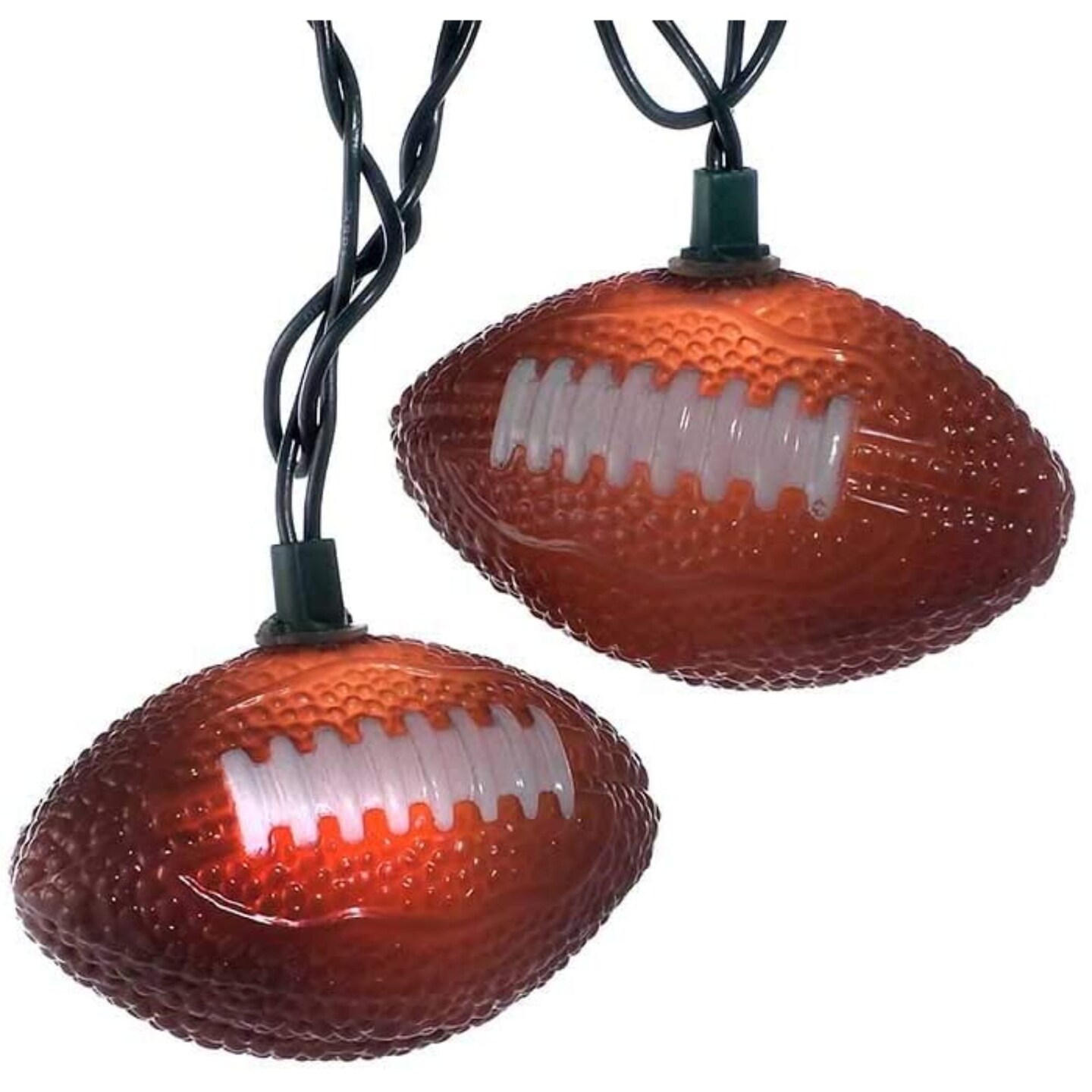 Kurt Adler Set of 10 Football Shaped Novelty String Lights - 9ft Green Wire