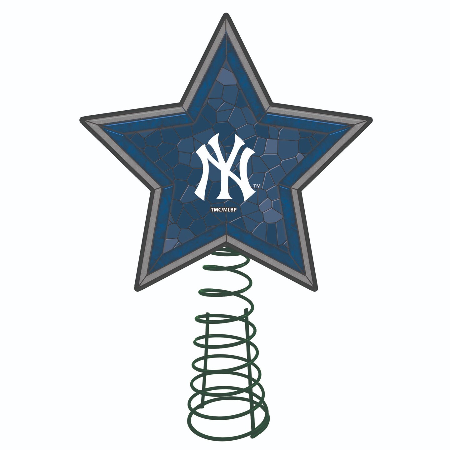 The Memory Company 10&#x22; Lighted Blue and White Star MLB New York Yankees Christmas Tree Topper