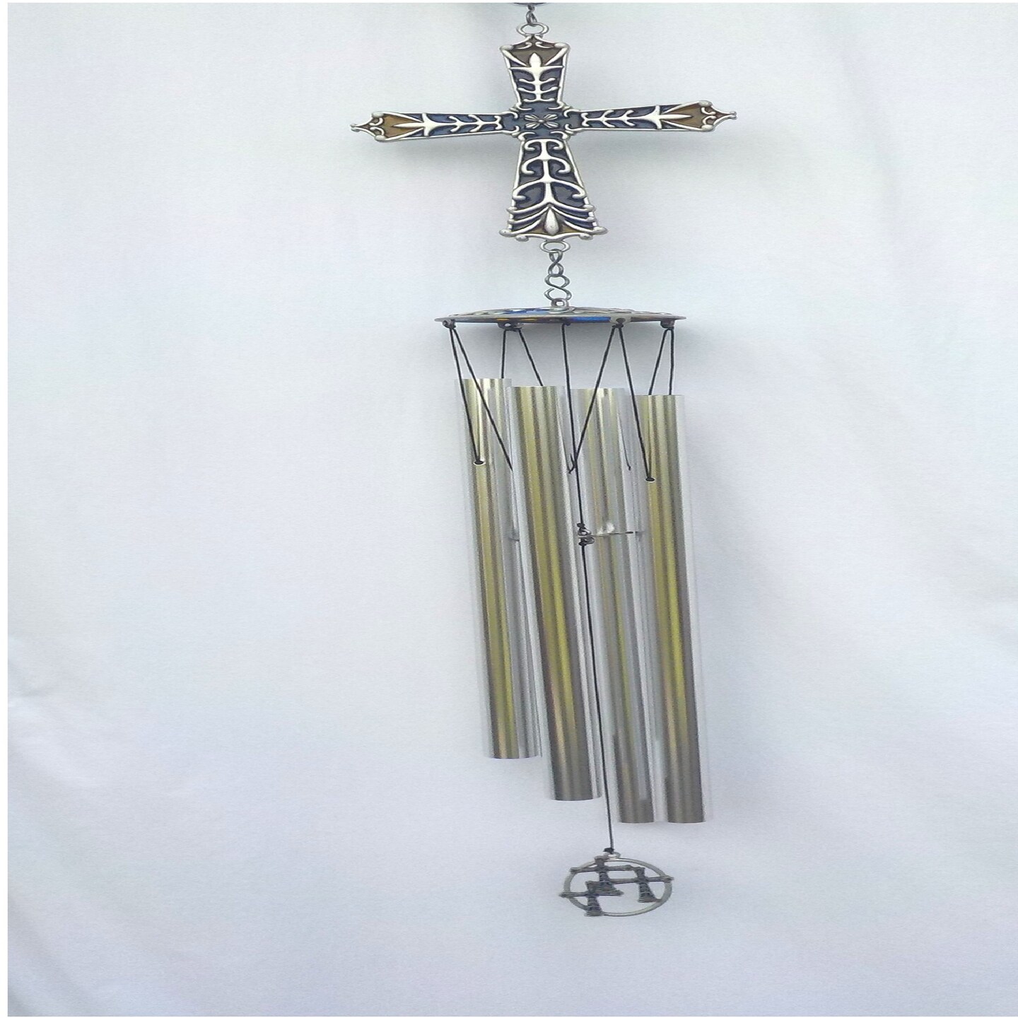 Card It 36&#x22; Gray and Blue Long Cross Wind Chime