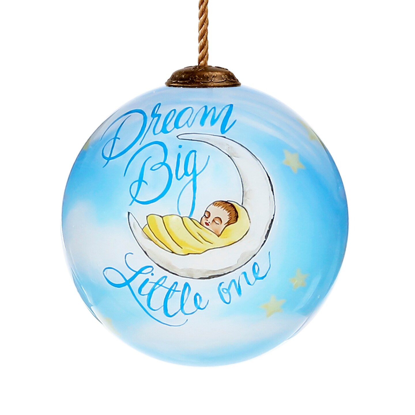 CC Christmas Decor Little Boy Hand Painted Glass Ball Christmas Ornament - 3”