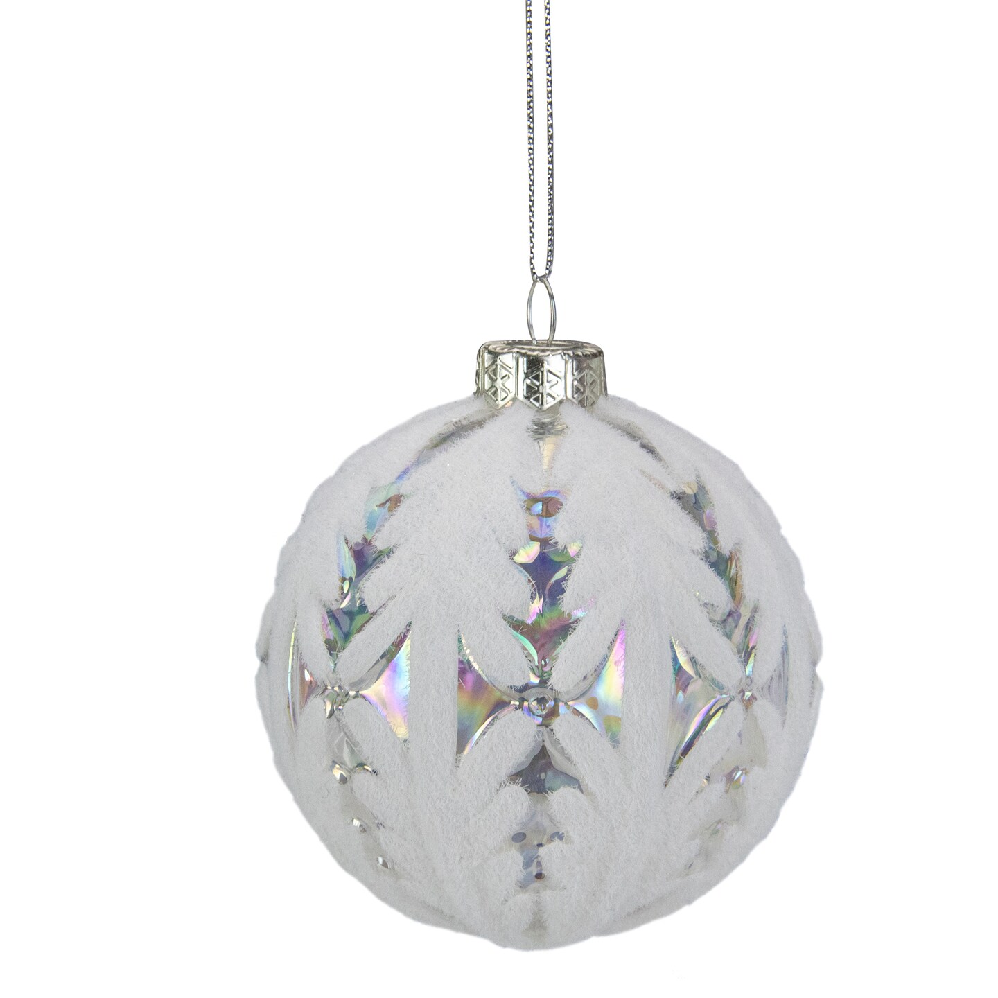 Northlight 3.25&#x22; Clear Iridescent with White Frost Glass Ball Christmas Ornament