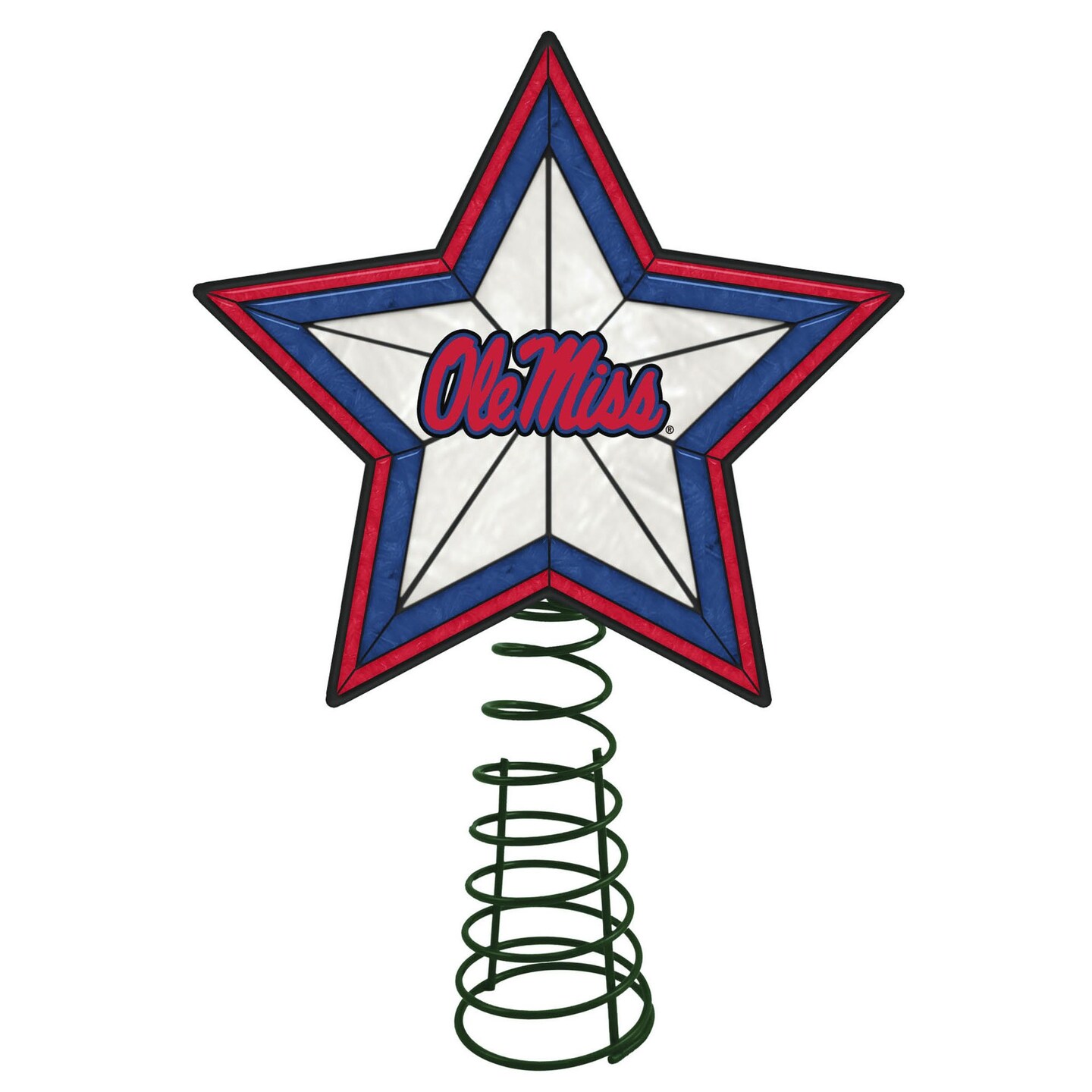 The Memory Company 10&#x22; Lighted Red and Blue Star NCAA Ole Miss Rebels Christmas Tree Topper