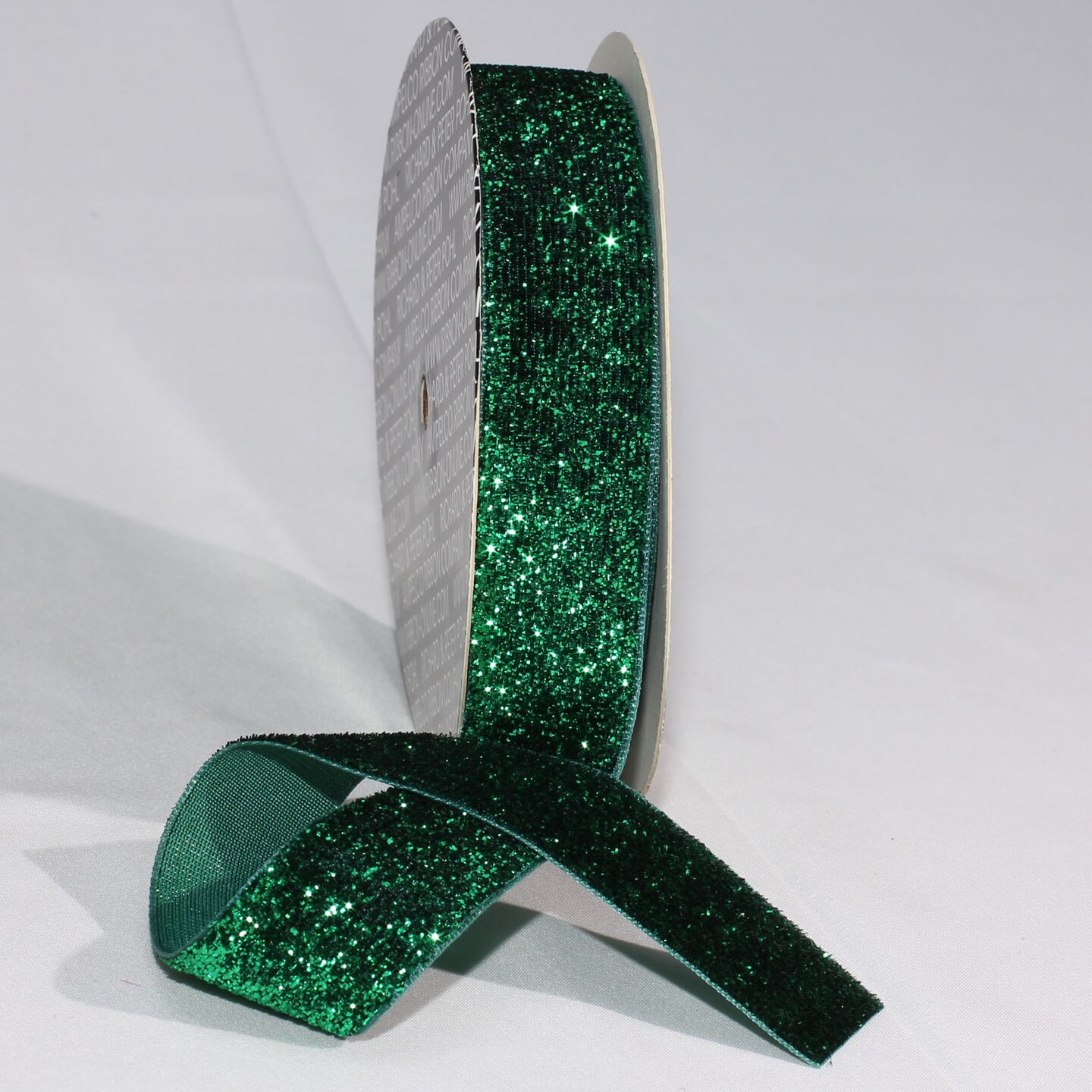 The Ribbon People Forest Green Glitter Woven Edge Velvet Craft Ribbon 1" x 11 Yards