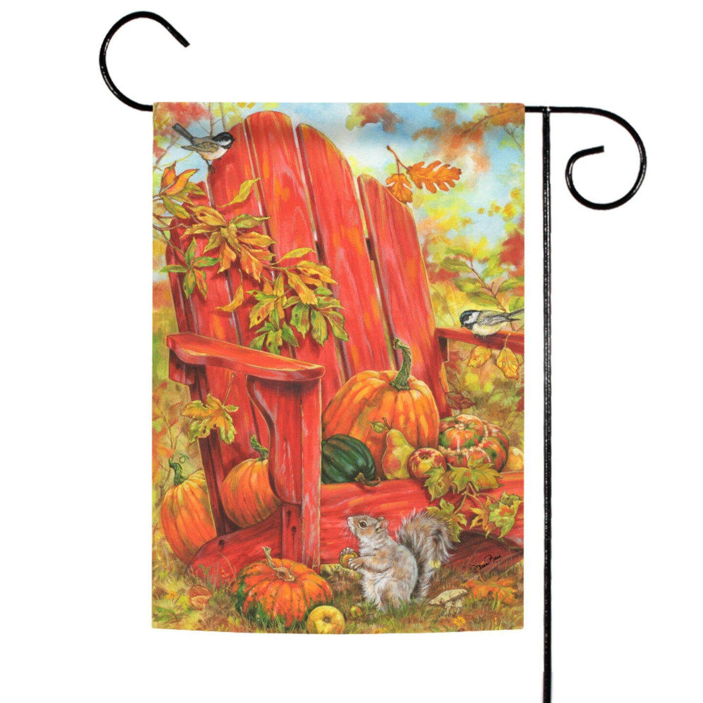 Toland Home Garden Orange and Green Fall Adirondack Outdoor Garden Flag 18&#x22; x 12.5&#x22;