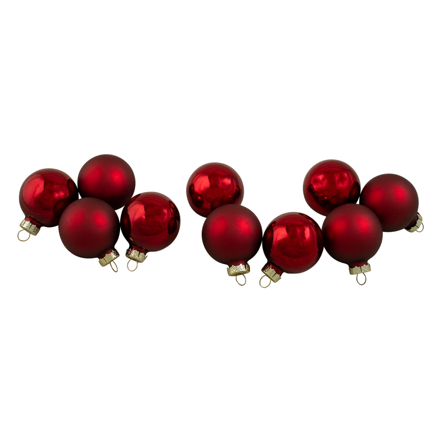 Northlight 10ct Burgundy Red 2-Finish Glass Christmas Ball Ornaments 1.75&#x22; (45mm)