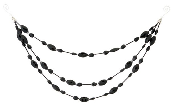Melrose 1.5&#x27; x 7&#x22; Shiny Black Beaded Jewel Drape Artificial Christmas Garland