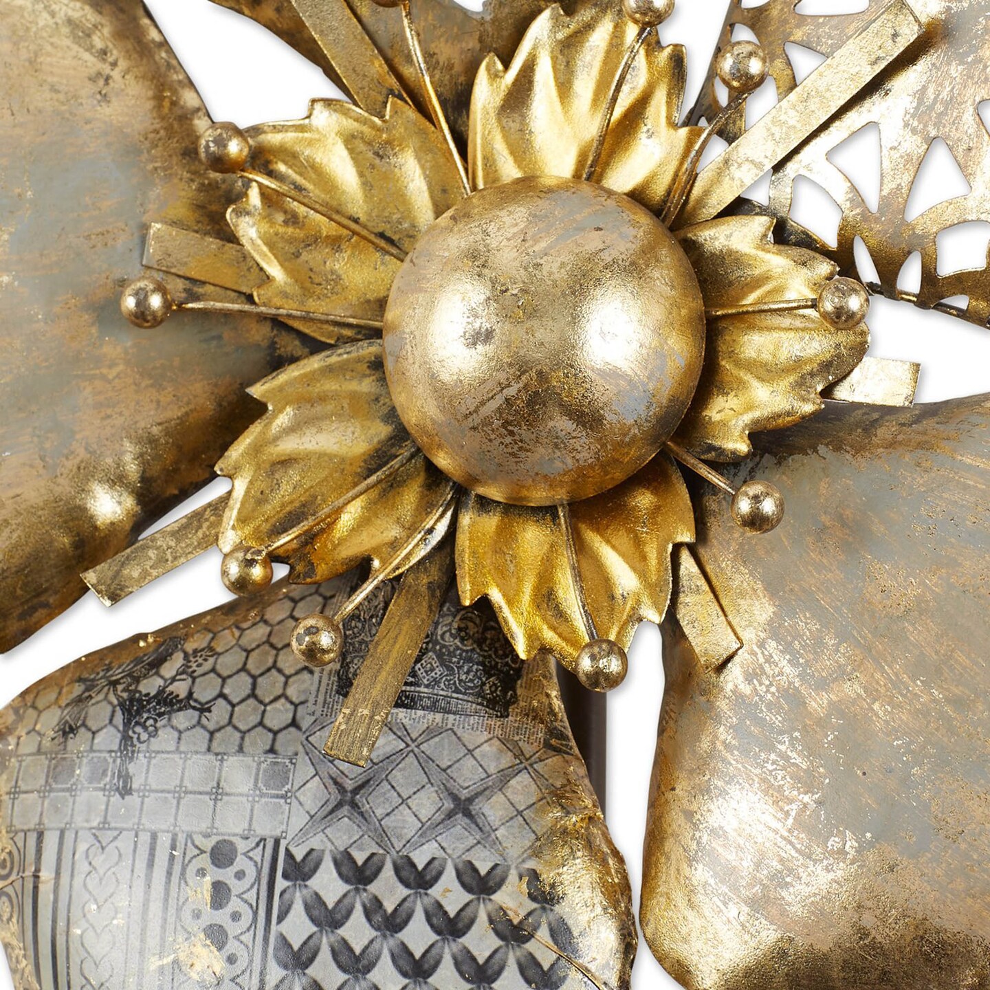 Accent Plus Home Decorative Mixed Pattern Metal Flower Garden Stake - 38.5 inches