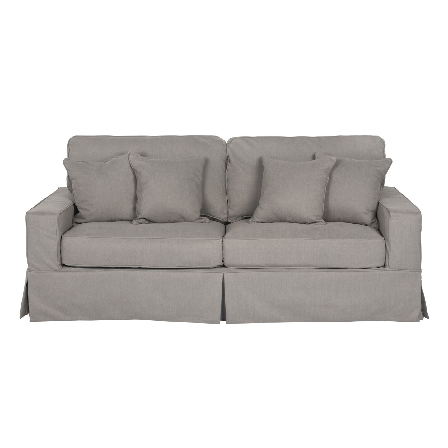 The Hamptons Collection Sunset Trading Americana Box Cushion Sofa Slipcover Performance Fabric Gray