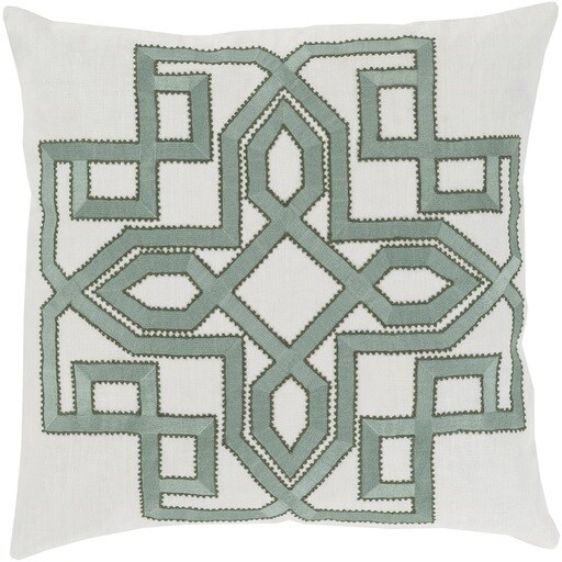 Tiwari Home 20&#x22; Sage Green and Cream White Woven Square Throw Pillow
