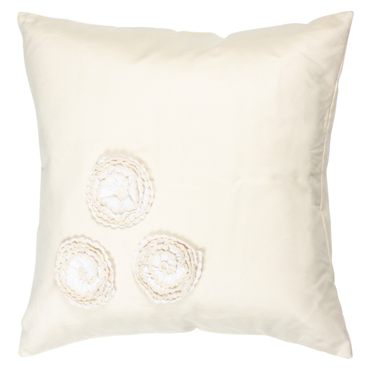 Contemporary Home Living Set of 2 Cream Floral Square Throw Pillows 20