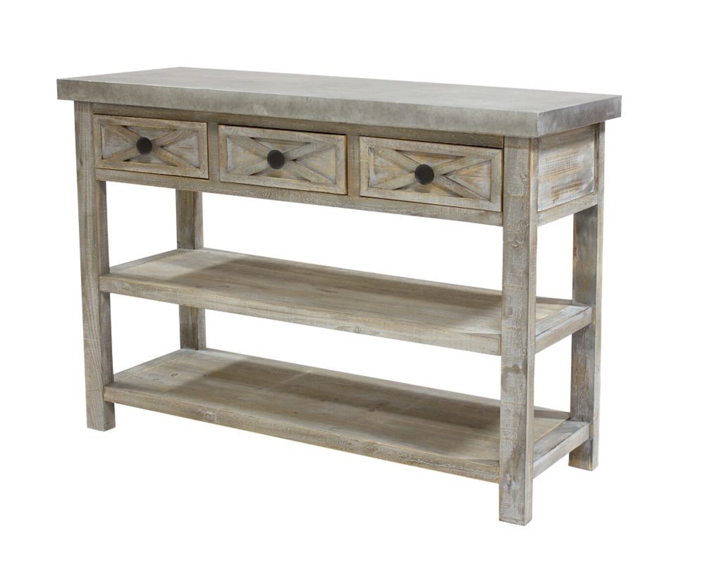 Diva At Home 47.5&#x201D; Biege Lightly Distressed Decorative Table/shelves/drawers